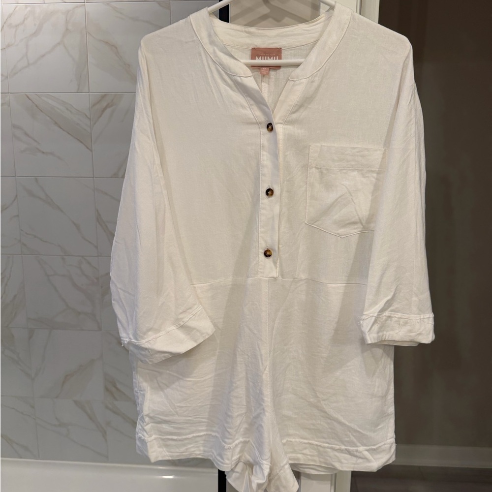 Show Me Your Mumu Horton Romper ~ White Linen